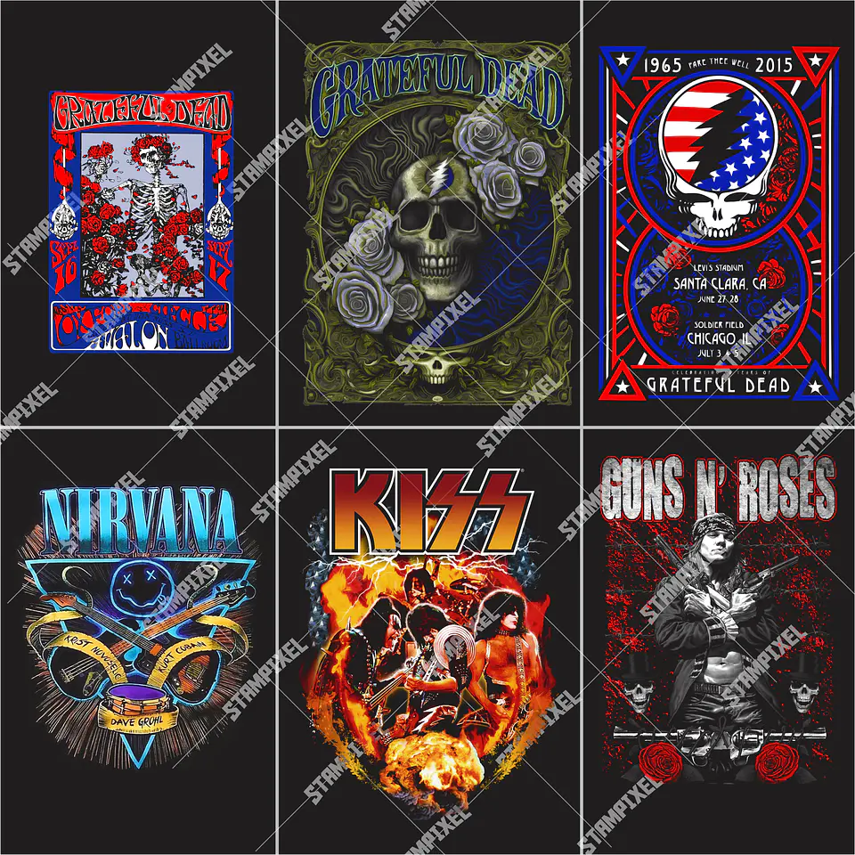 Pack Rock + De 100 Artes PNG para Camisetas Rock | DTF, Sublimação e Silk   5