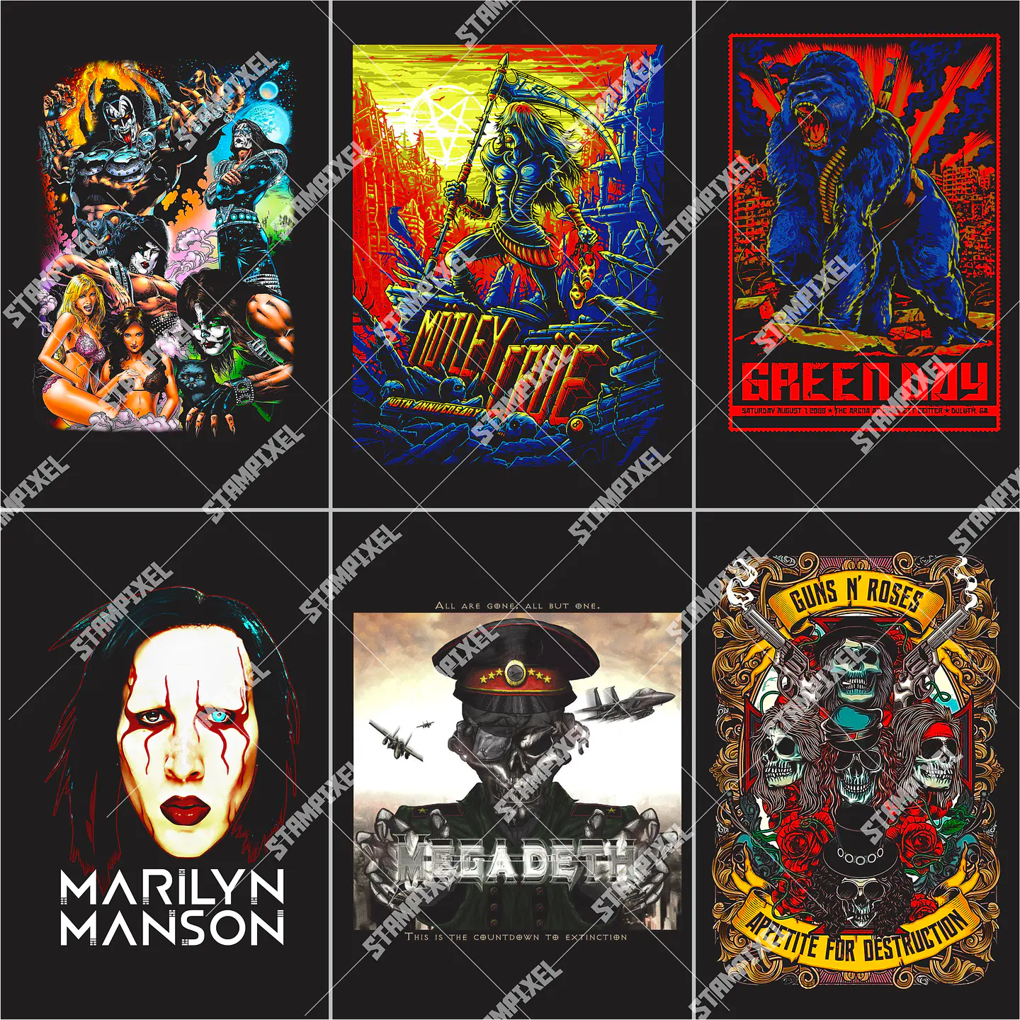 Pack Rock + De 100 Artes PNG para Camisetas Rock | DTF, Sublimação e Silk   6
