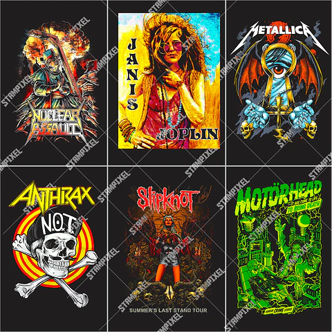 Pack Rock + De 100 Artes PNG para Camisetas Rock | DTF, Sublimação e Silk  
