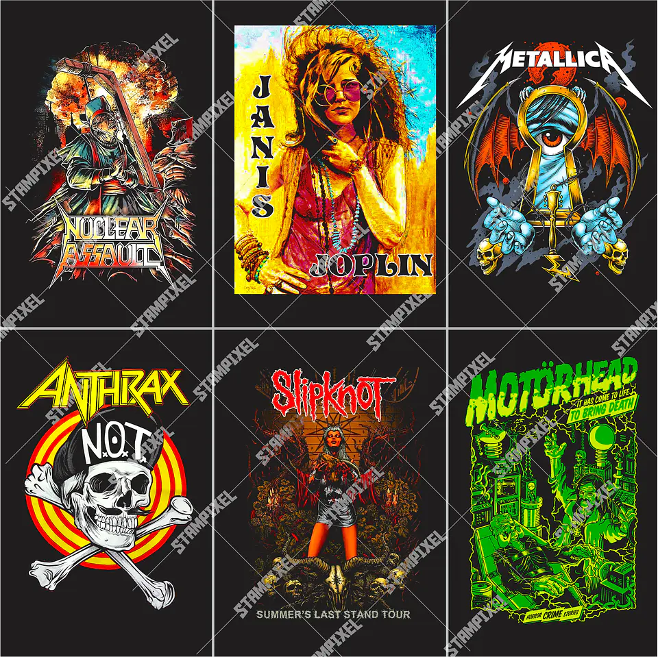 Pack Rock + De 100 Artes PNG para Camisetas Rock | DTF, Sublimação e Silk   2
