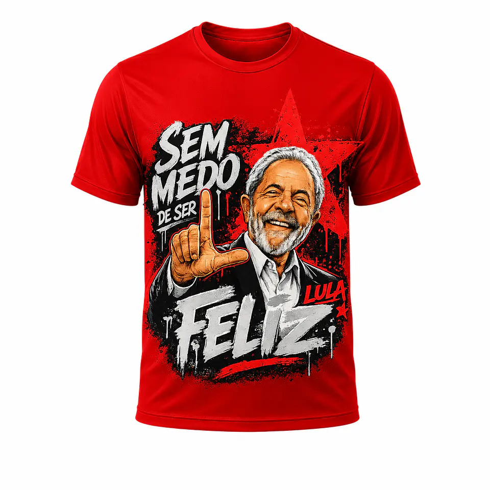 Arte para Camisa Lula Sem Medo de Ser Feliz PNG 1