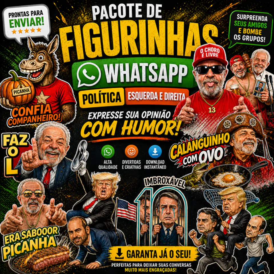 PACOTE DE FIGURINHAS POLÍTICAS PARA WHATSAPP +DE 30 FIGURINHAS COM HUMOR! 1