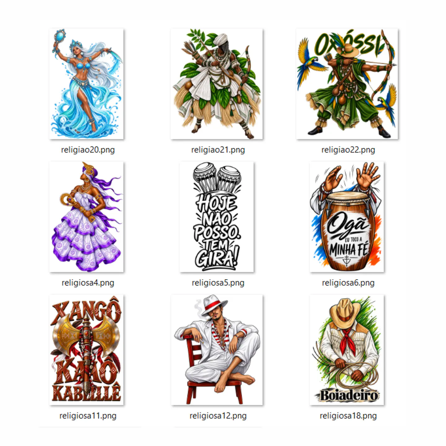 Pack + 100 de Artes PNG para Camisetas Umbanda e Candoblé | DTF, Sublimação e Silk  4