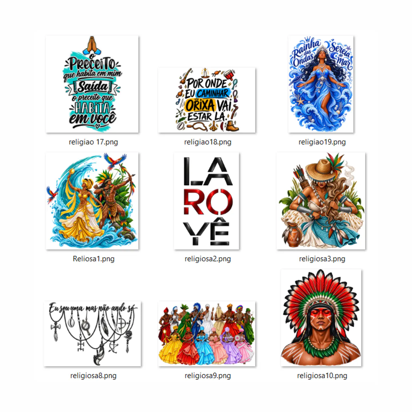 Pack + 100 de Artes PNG para Camisetas Umbanda e Candoblé | DTF, Sublimação e Silk  5
