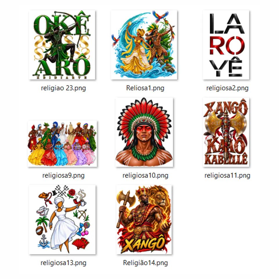 Pack + 100 de Artes PNG para Camisetas Umbanda e Candoblé | DTF, Sublimação e Silk  6