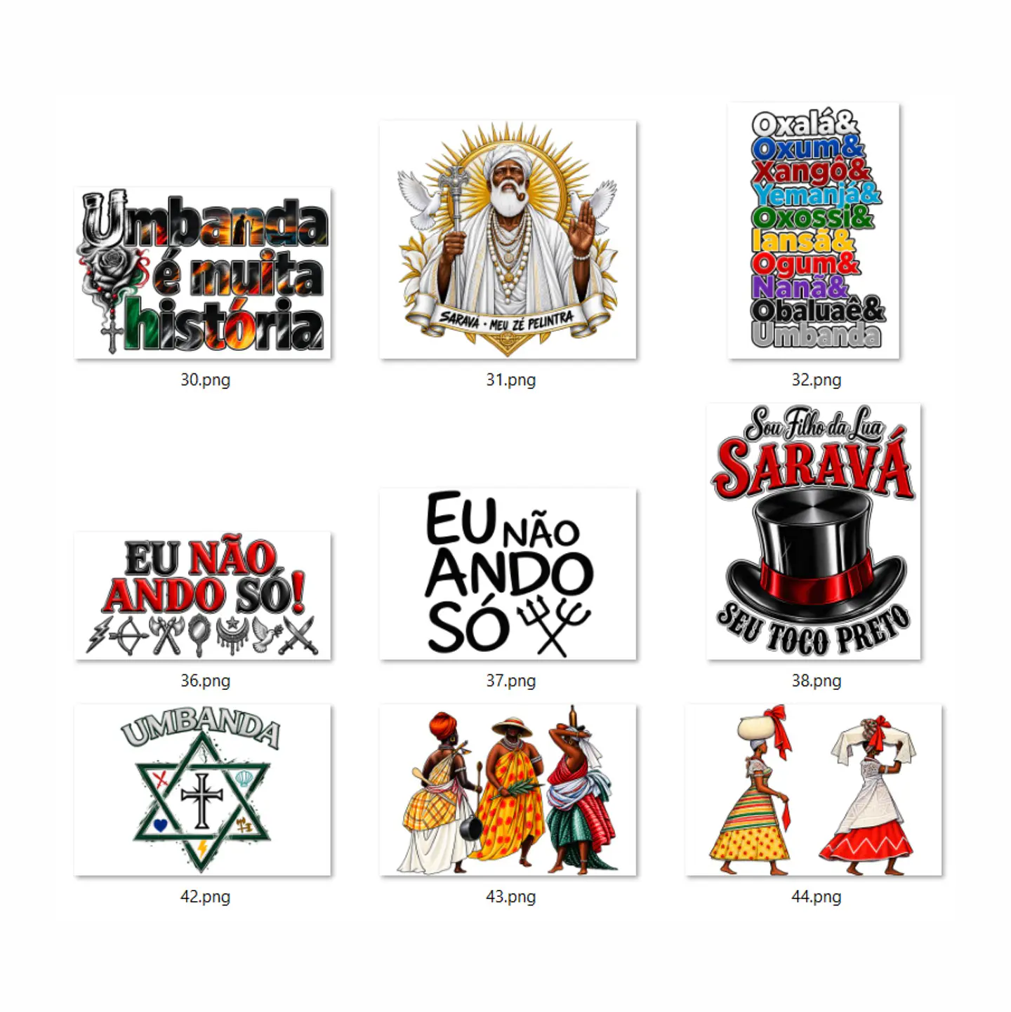 Pack + 100 de Artes PNG para Camisetas Umbanda e Candoblé | DTF, Sublimação e Silk  7
