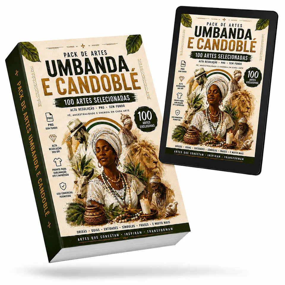 Pack + 100 de Artes PNG para Camisetas Umbanda e Candoblé | DTF, Sublimação e Silk  1