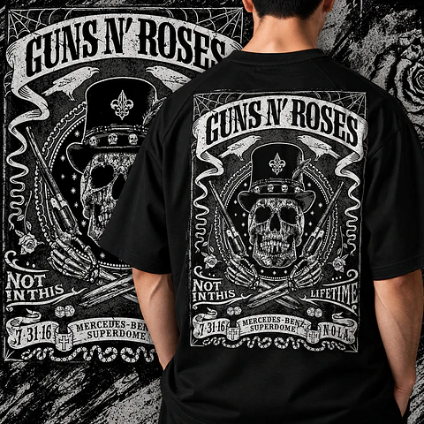 Arte PNG para Camisa - Rock Guns Roses Halftone