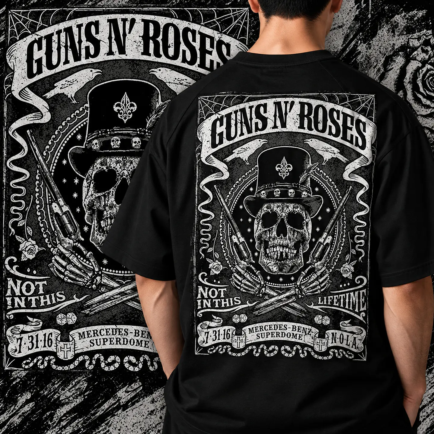 Arte PNG para Camisa - Rock Guns Roses Halftone 1