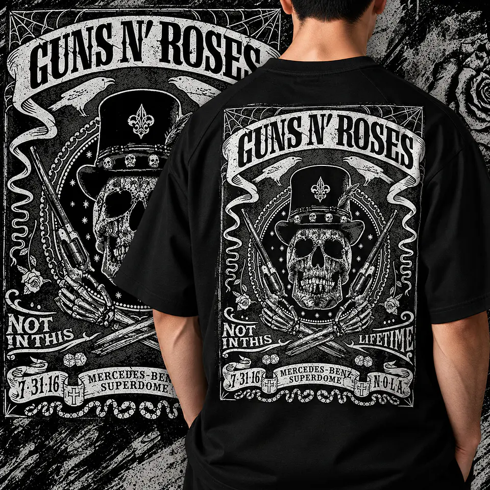 Arte PNG para Camisa - Rock Guns Roses Halftone 1