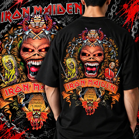 Arte PNG para Camisa - Rock Iron  Maiden Halftone