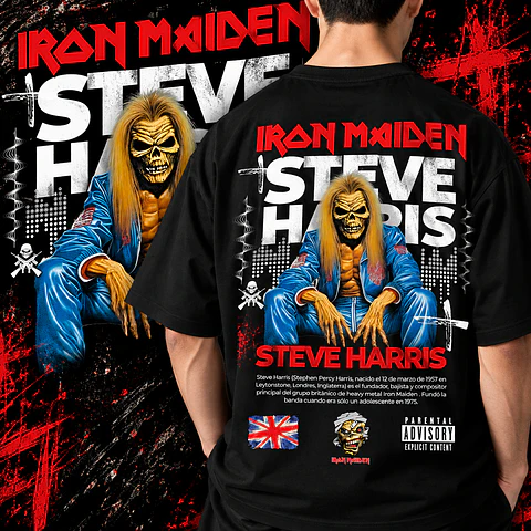 Arte PNG para Camisa Rock Maiden Steve Haris - Halfotne