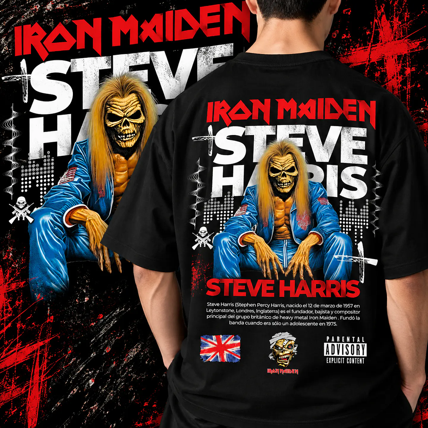 Arte PNG para Camisa Rock Maiden Steve Haris - Halfotne 1