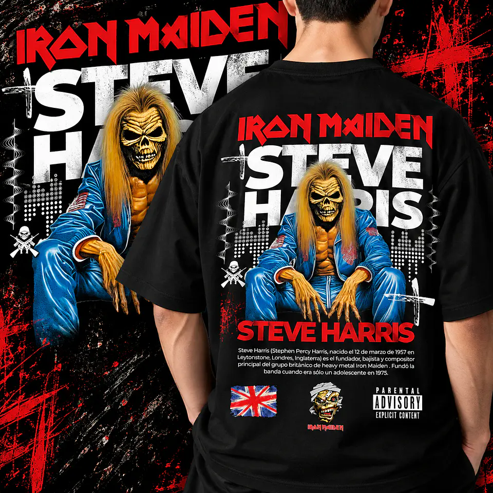 Arte PNG para Camisa Rock Maiden Steve Haris - Halfotne 1