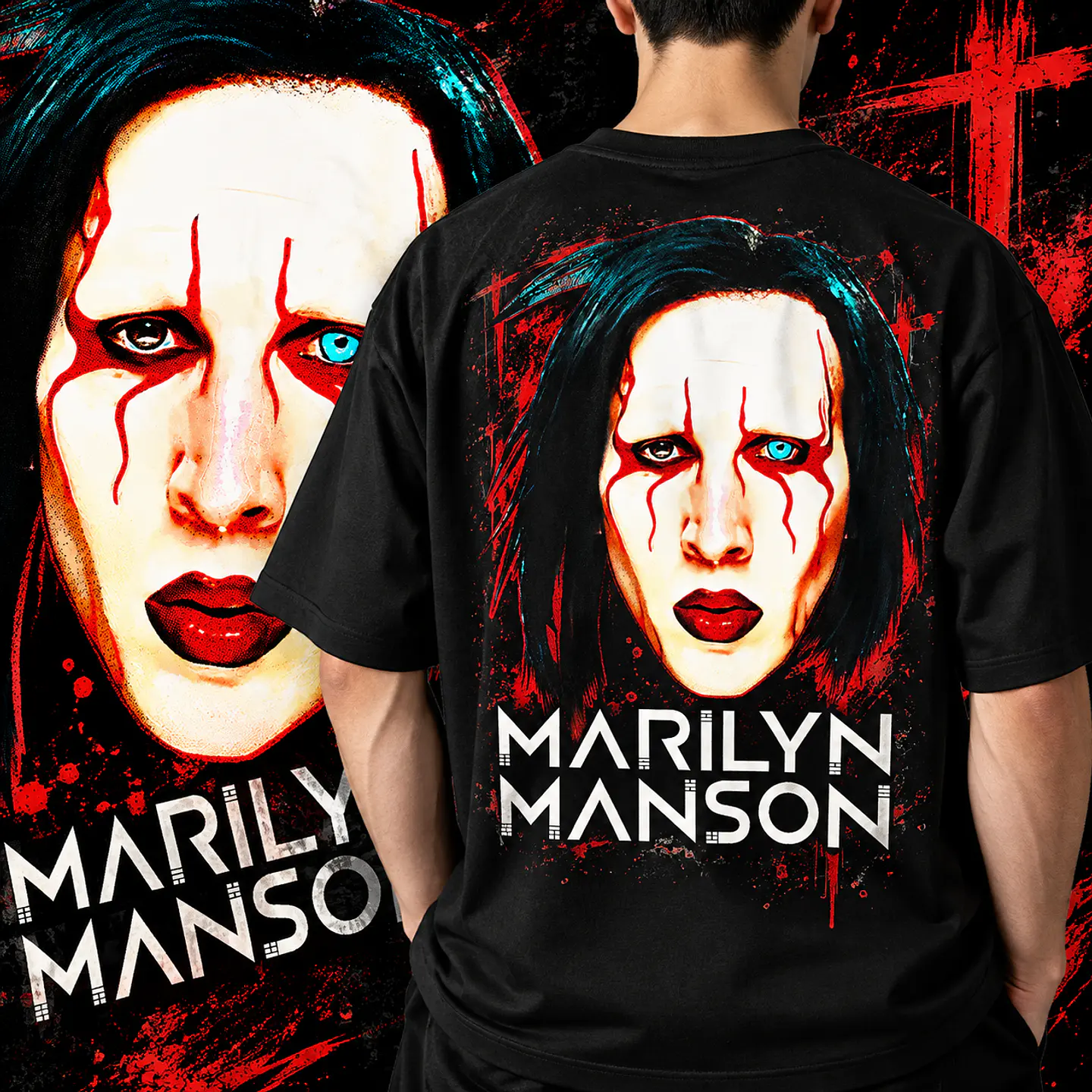 Arte PNG para Camisa Rock Marilyn Manson - Halfotne  1