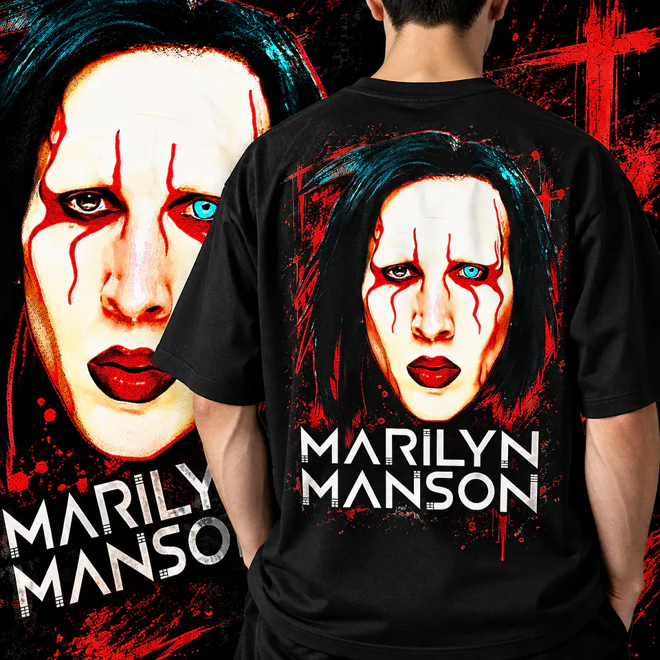 Arte PNG para Camisa Rock Marilyn Manson - Halfotne  1