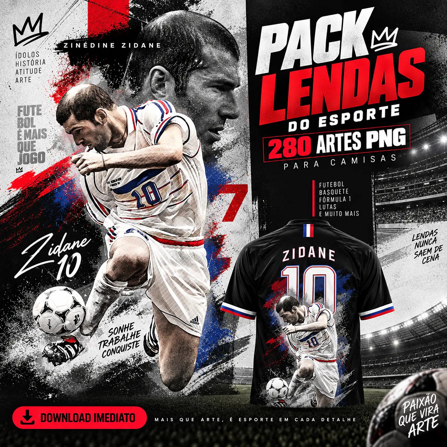 Pack Lendas do Futebol + 280 Artes PNG para Camisetas | DTF, Sublimação e Silk   1