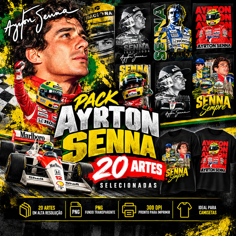 20 Artes Camisa Ayrton Senna PNG para Personalização | DTF, Sublimação 1