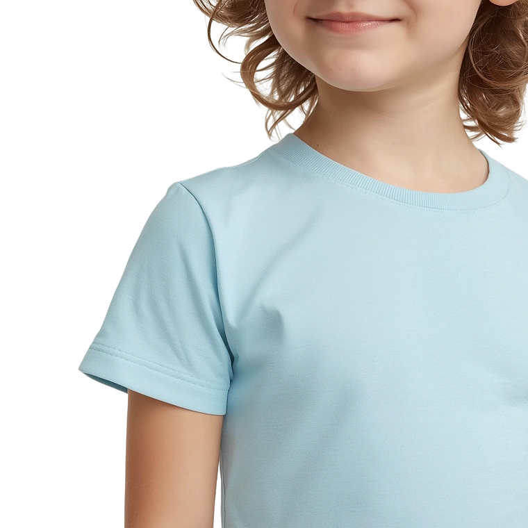 Polera celeste pastel lisa algodón unisex 5