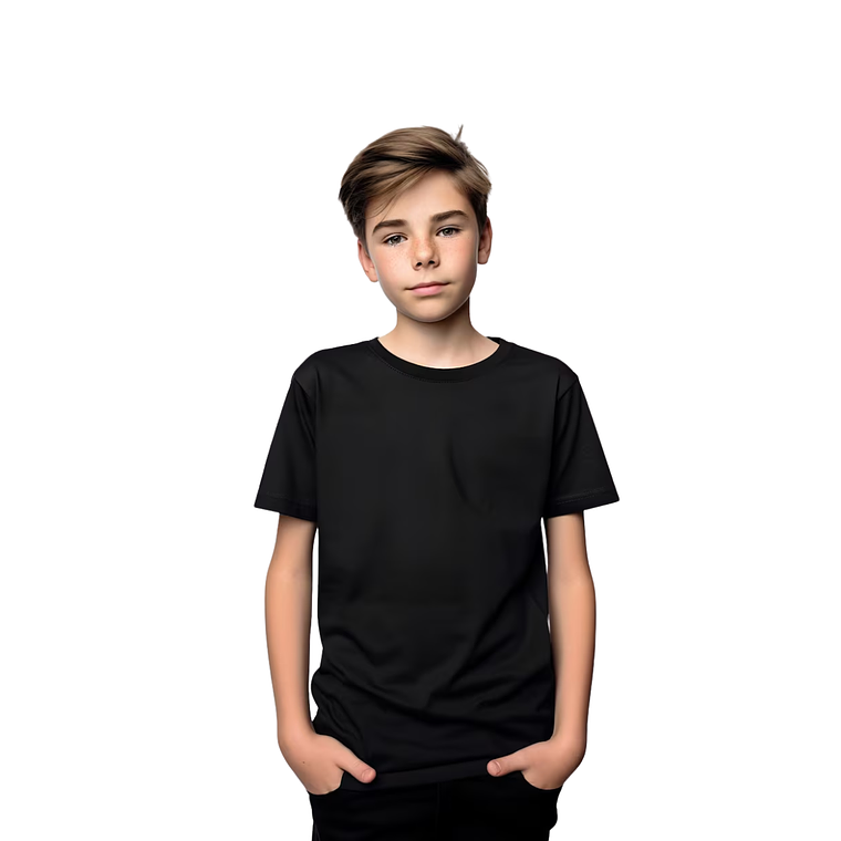 Polera negra lisa unisex manga corta 4