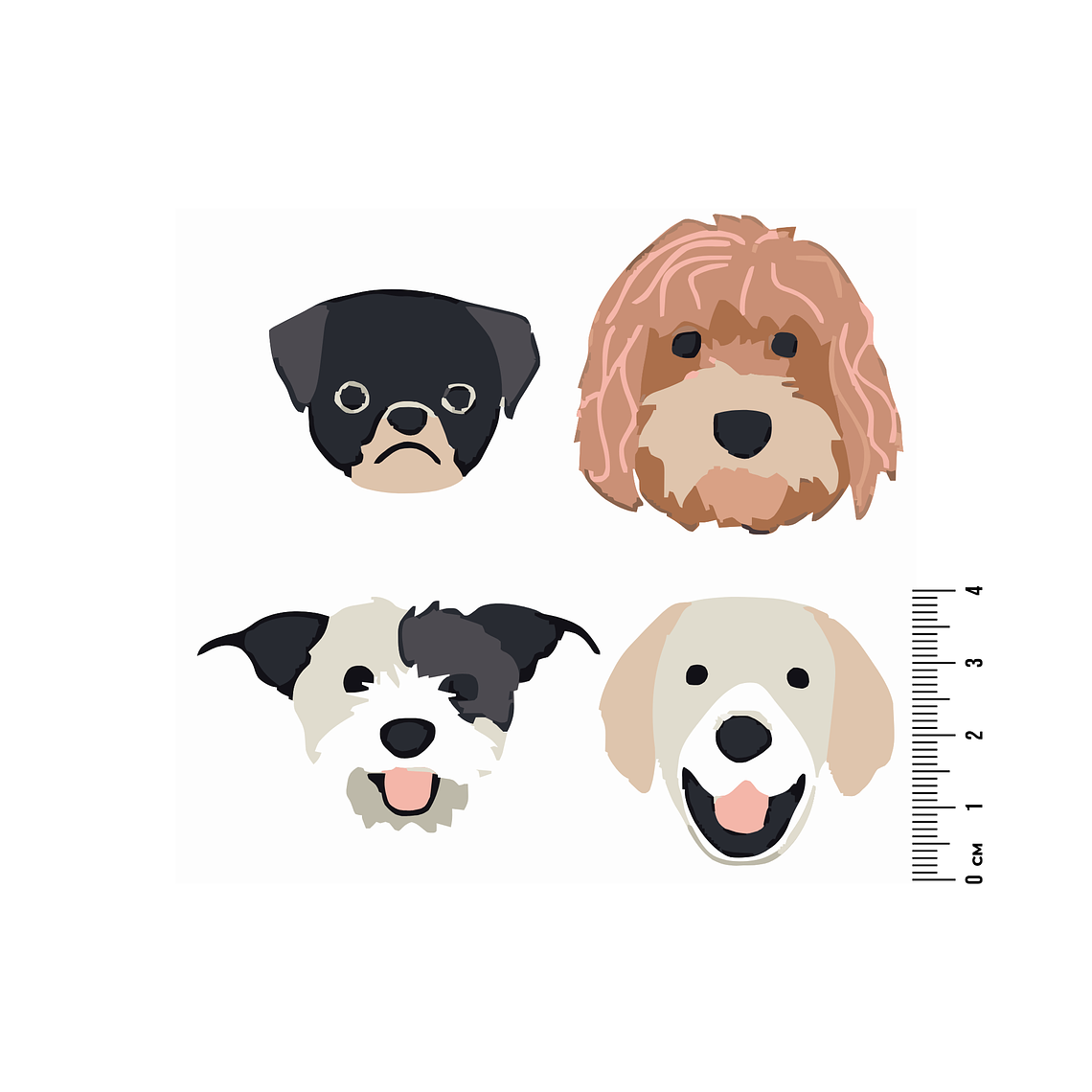 Kit 4 Parches Termoadhesivos perritos para Estampar en Tela con Plancha 1