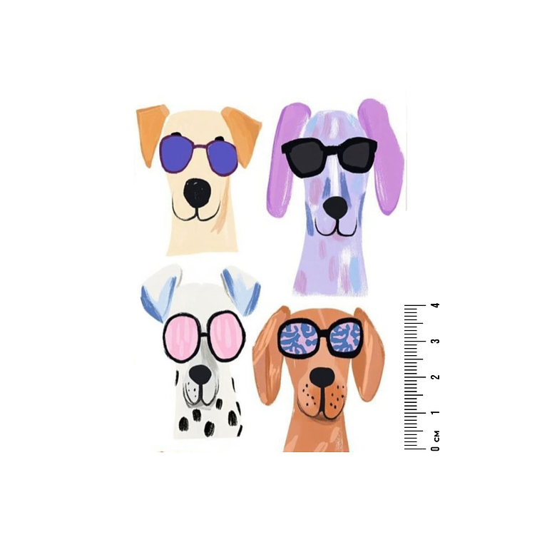 Kit 4 Parches Termoadhesivos perritos para Estampar en Tela con Plancha 1