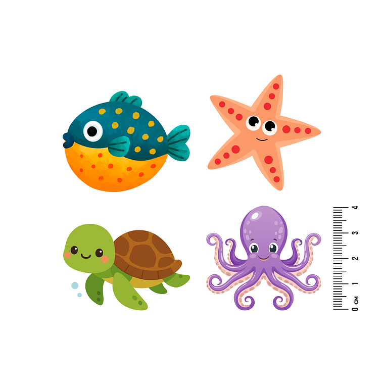 Kit 4 Parches Termoadhesivos marino para Estampar en Tela con Plancha 1