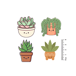Kit 4 Parches Termoadhesivos suculentas para Estampar en Tela con Plancha