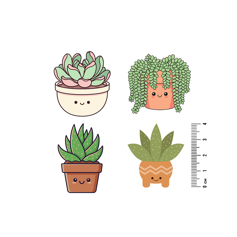 Kit 4 Parches Termoadhesivos suculentas para Estampar en Tela con Plancha 1
