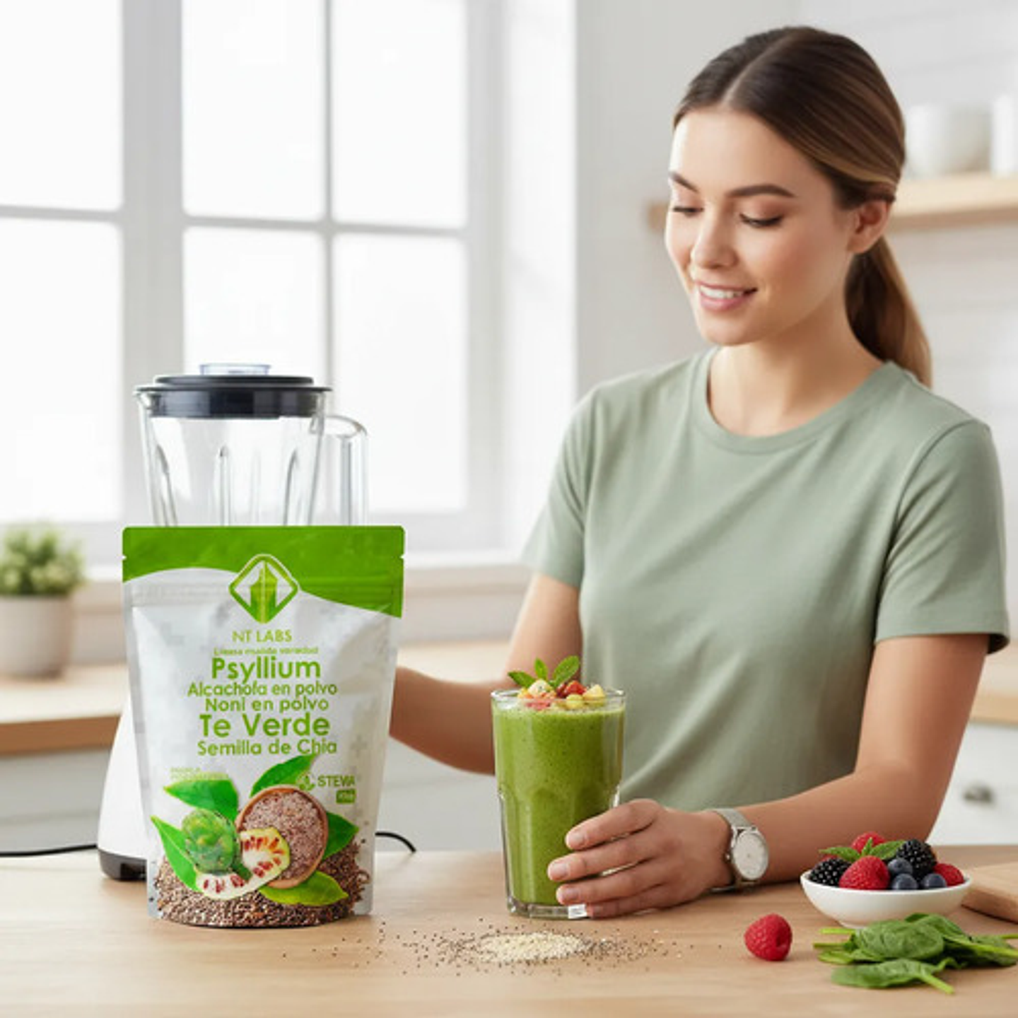 Fibra Psyllium Linaza Alcachofa Te Verde Chia X450g 4