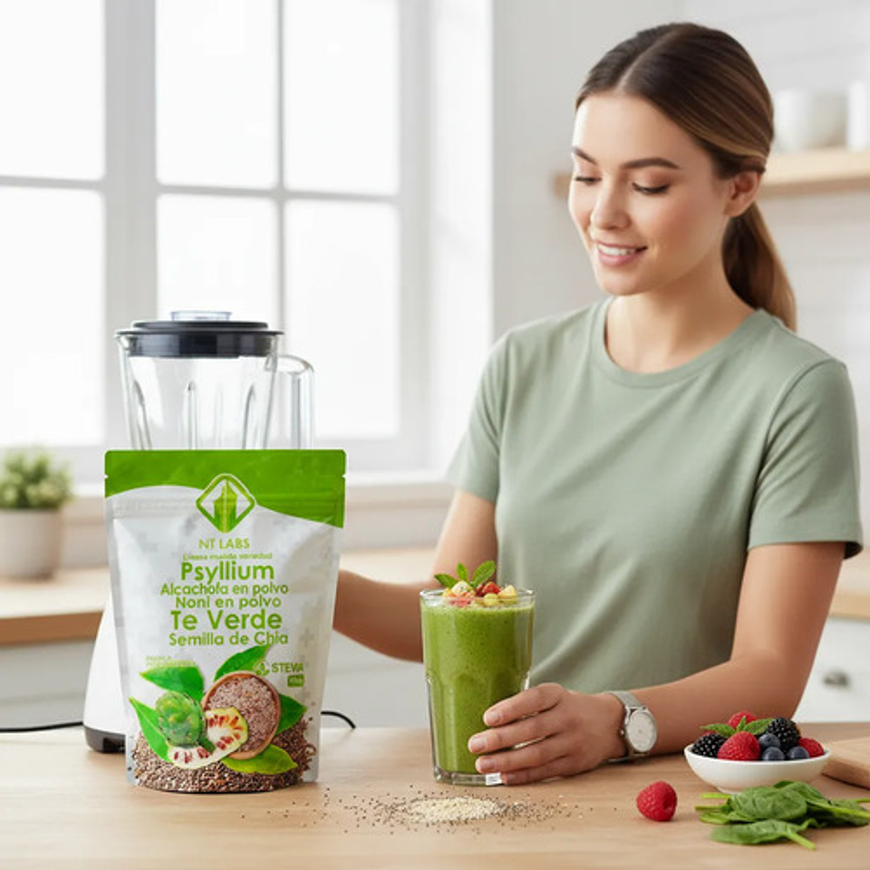 Fibra Psyllium Linaza Alcachofa Te Verde Chia X450g 4