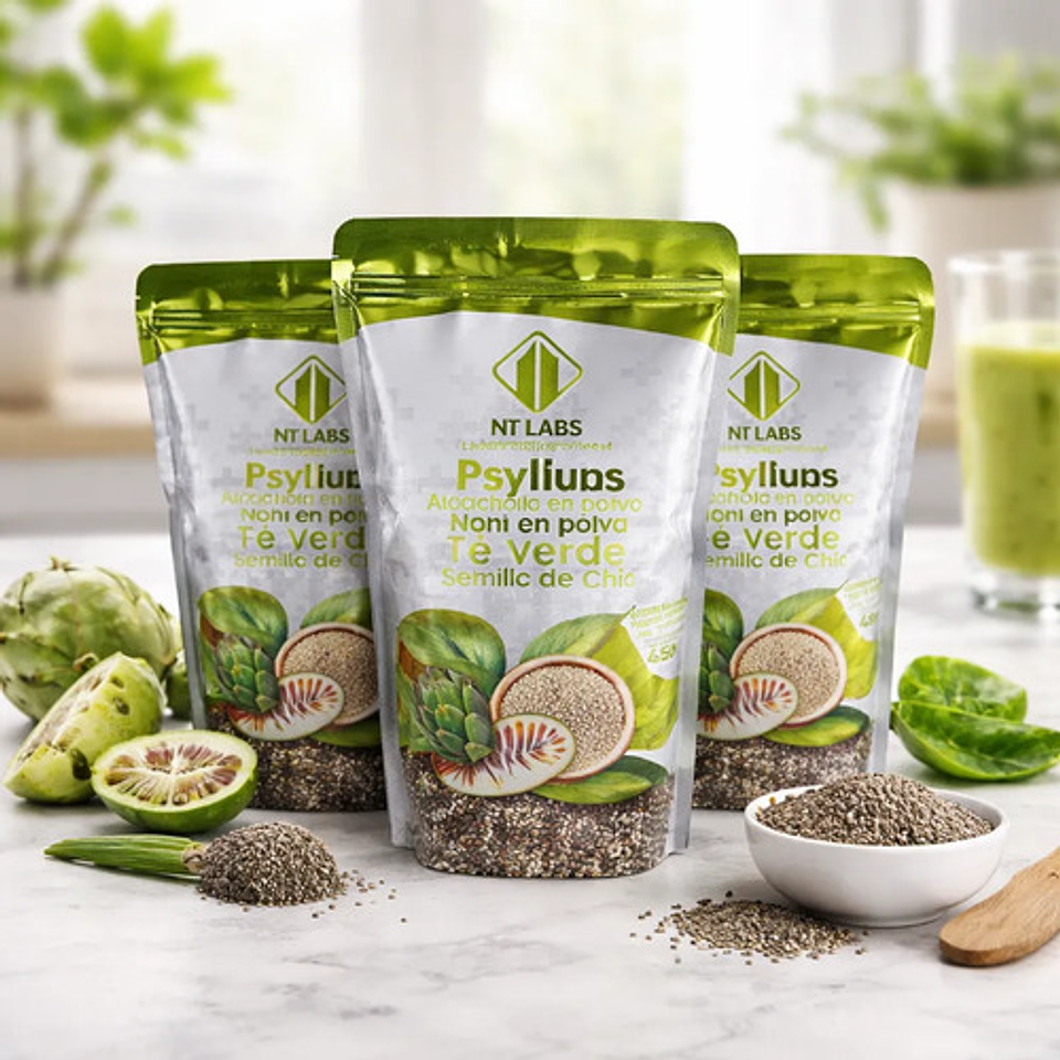 Fibra Psyllium Linaza X 3 Alcachofa Te Verde Chia X450g 4