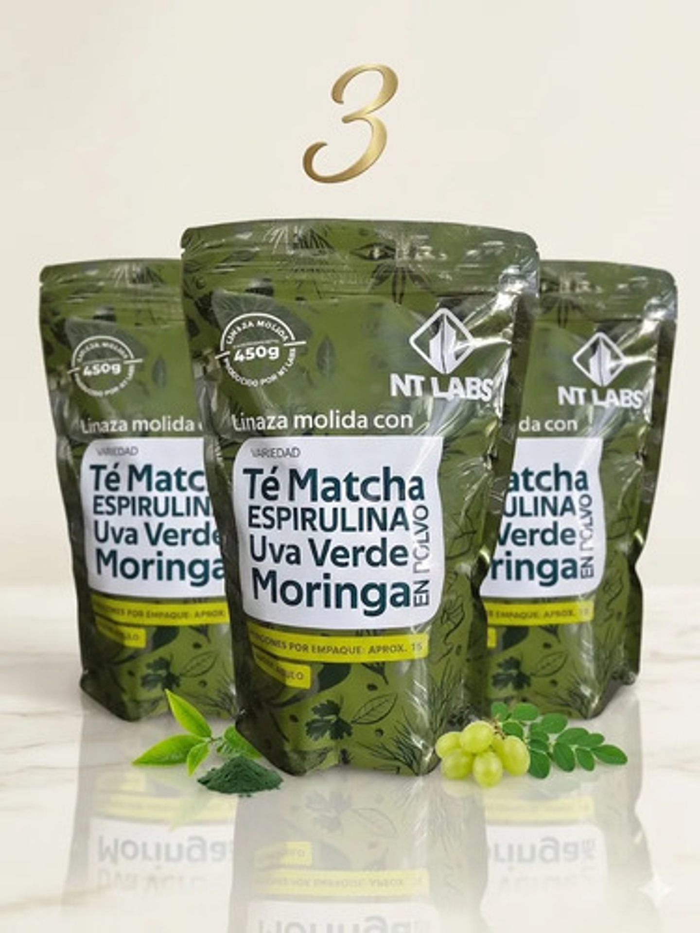 Suplemento Nutricional Nt Labs Té Matcha Espirulina Lulo 450g 1