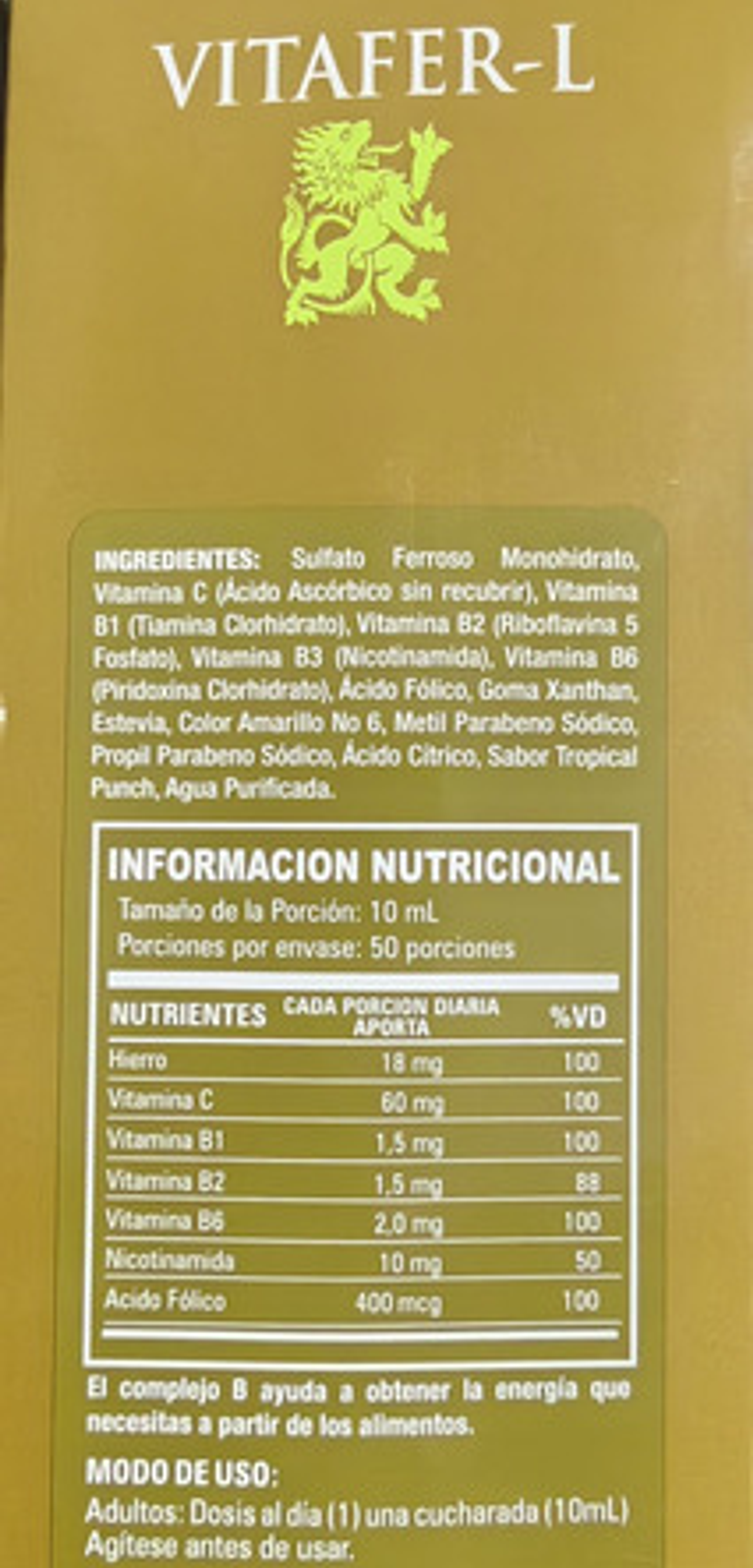 Vitafer-l Gold | Multivitaminico Potenciador | 500ml Pack X 3 Caramelo 6