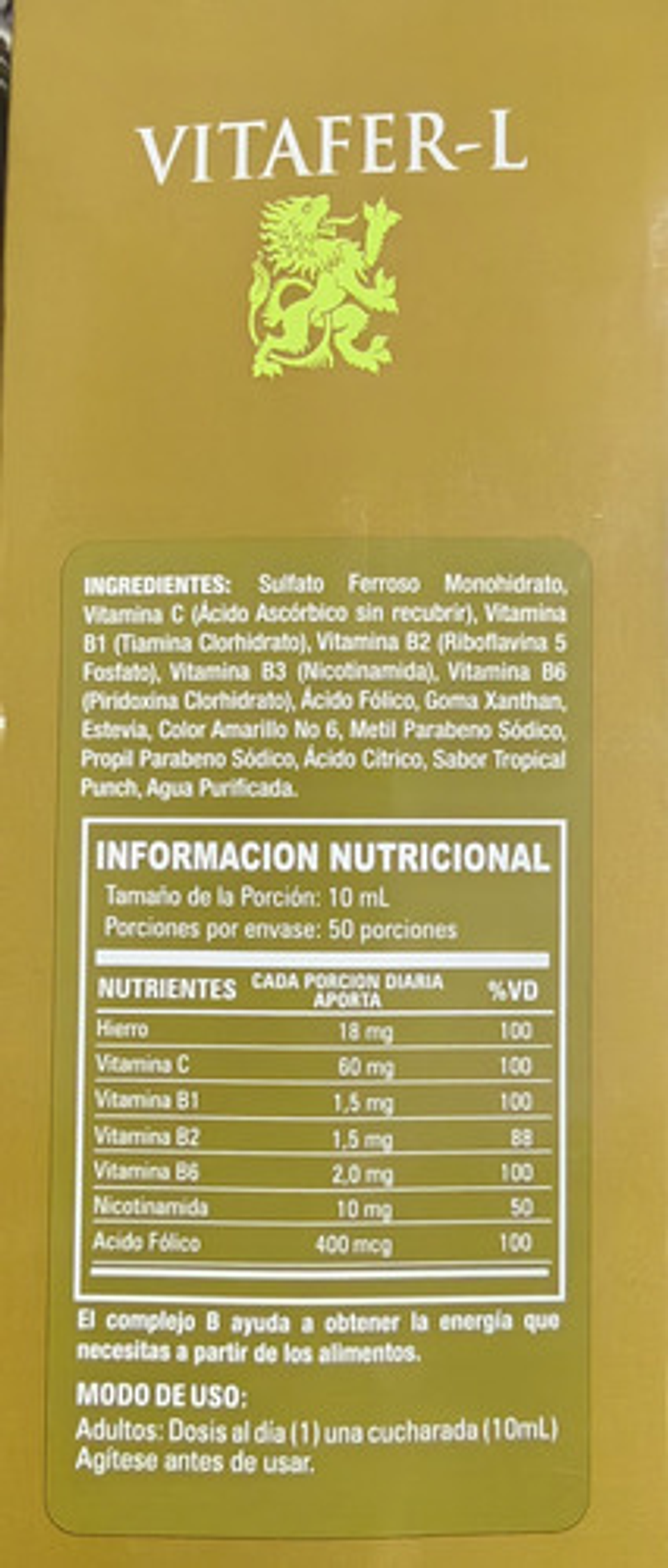Vitafer-l Gold | Multivitaminico Potenciador | 500ml Pack X 3 Caramelo 4