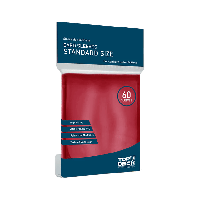 Protector Standard 66x91mm Top Deck - Color Rojo