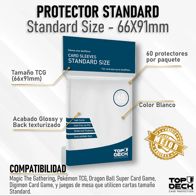 Protector Standard 66x91mm Top Deck - Color Blanco
