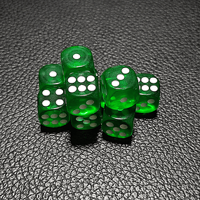Set de dados 10D6 - verde transparente