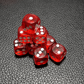 Set de dados 10D6 - rojo transparente