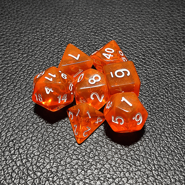 Set de dados Rol D&D - Naranja Transparente