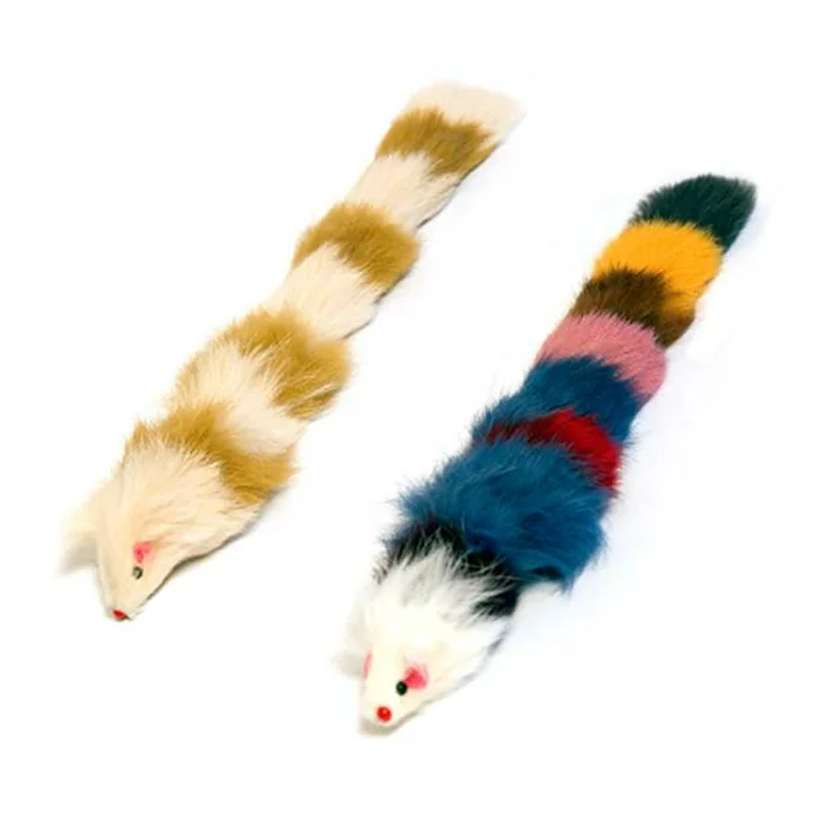 Iconic Pet Set of 2 Fur Weasel Toy(One Brown/White, One Multicolored) with Squeaker for Pets 1