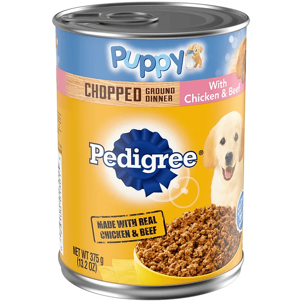 Pedigree Chopped Ground Dinner Pollo y carne de res Alimento húmedo para perros para cachorros 1