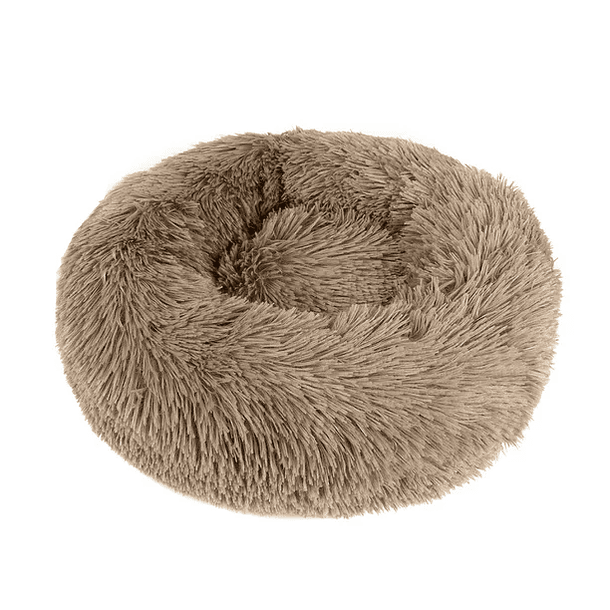 Cama redonda de peluche para animais de estimação para cães e gatos, cama fofa, macia, quente e calmante, ninho de canil para dormir 2