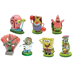 Penn-Plax Bob Esponja 7 Piezas Mini Acuario Ornamento Set