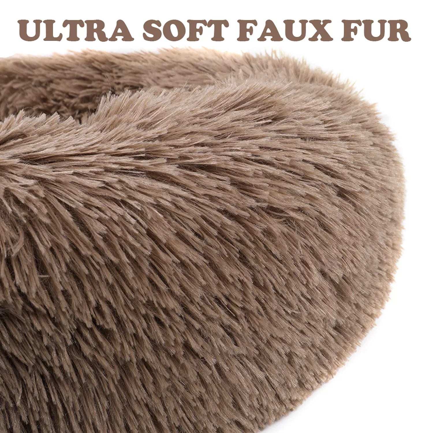 Cama redonda de felpa para mascotas para perros y gatos, nido de perrera para dormir suave y cálido y esponjoso 5