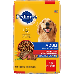 Pedigree Complete Nutrition Alimento seco para perros adultos con sabor a bistec a la parrilla y vegetales
