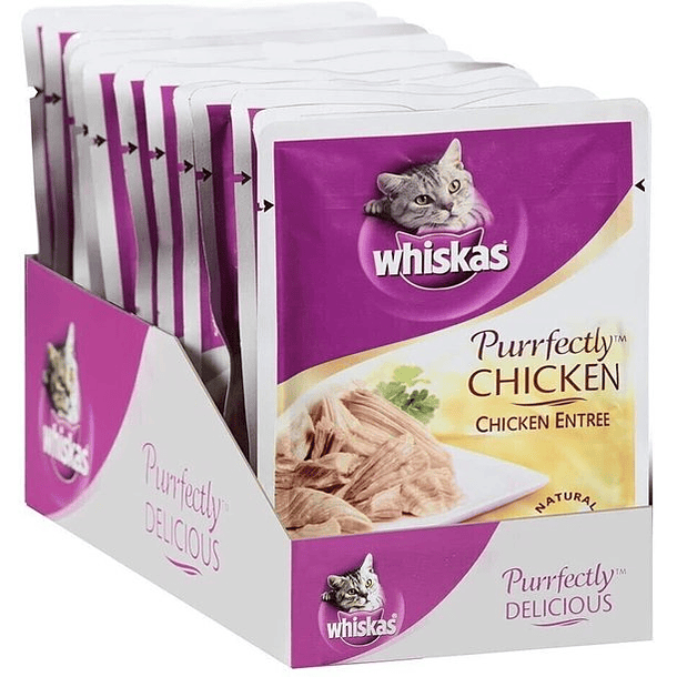 Whiskas Purrfectly Wet Bolsas de comida para gatos, pollo