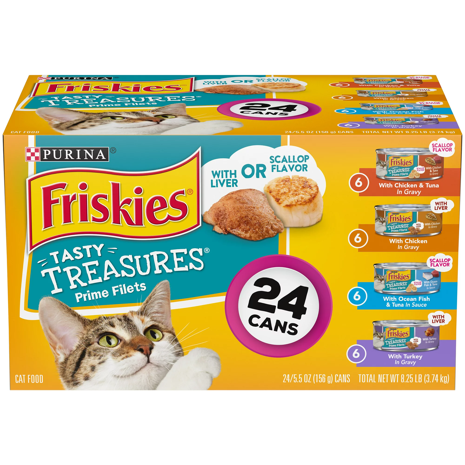 Friskies Gravy Wet Cat Food Paquete variado, Tasty Treasures Prime Filets 2