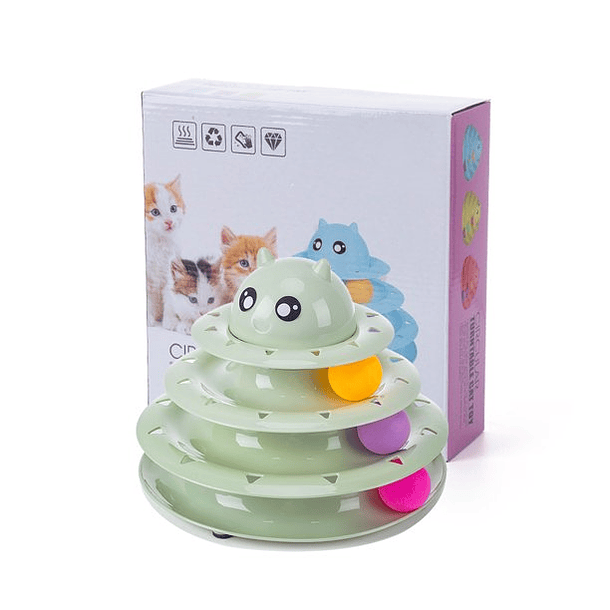 Suhaco juguetes interactivos para gatos divertido rodillo ejercicio mascota 3 nivel torre juguete 1