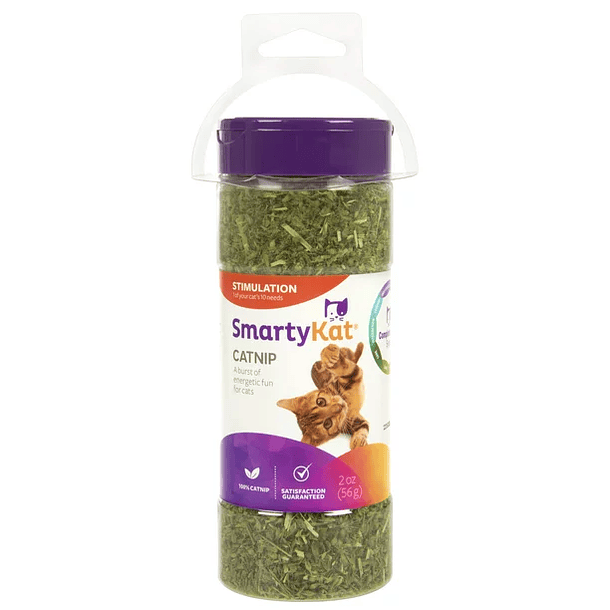 SmartyKat Catnip para gatos, natural, pura y potente, bote mezclador resellable